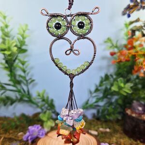 Handmade Green Aventurine Crystal Owl Décor #11